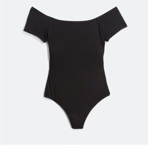 Lush Sammi Cut Out Off-Shoulder Bodysuit black L nwot